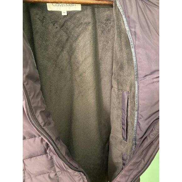 Calvin Klein Womens Puffer Jacket PM Gray Full Zip Hooded Quilted Design With Po - Picture 4 of 11